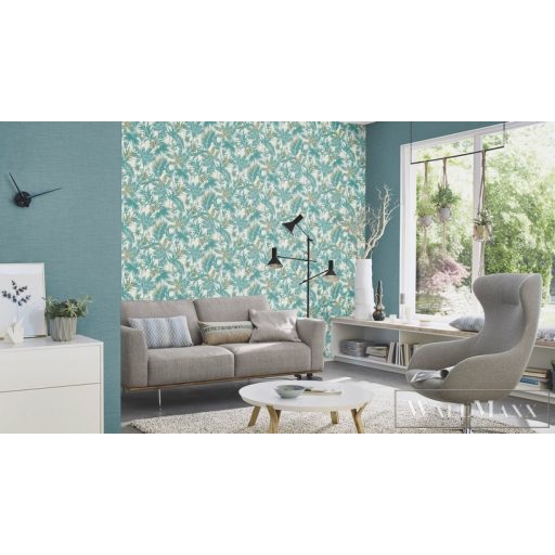 Rasch Kalahari 2023 700473 türkiz Textil mintás Design vlies tapéta