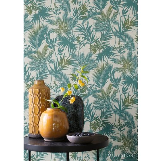 Rasch Kalahari 2023 704112 türkiz Grafikus levél mintás tapéta 1darab