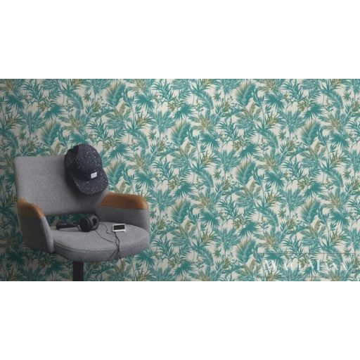 Rasch Kalahari 2023 704112 türkiz Grafikus levél mintás tapéta 1darab