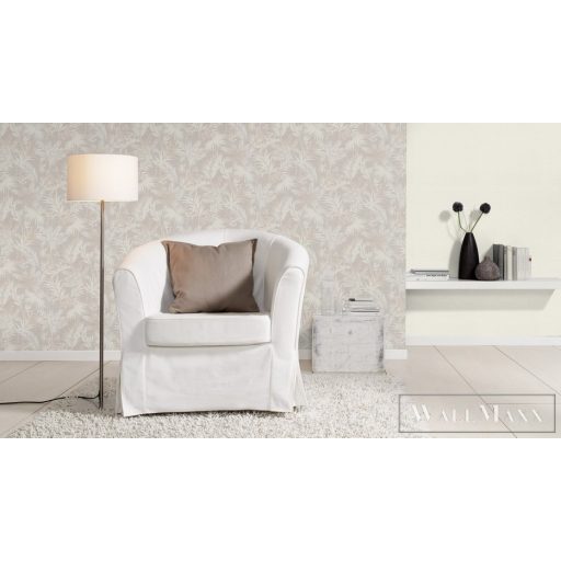 Rasch Kalahari 2023 704129 törtfehér Grafikus levél mintás tapéta