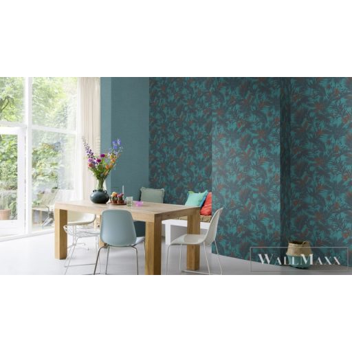 Rasch Kalahari 2023 704143 türkiz Grafikus levél mintás tapéta