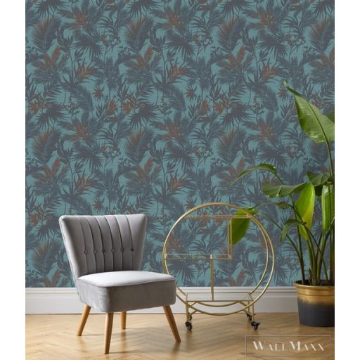 Rasch Kalahari 2023 704143 türkiz Grafikus levél mintás tapéta