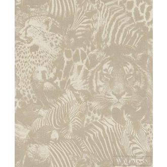   Rasch Kalahari 2023 704716 krémszínű Design tigris,gepárd,zebra,koala mintás tapéta