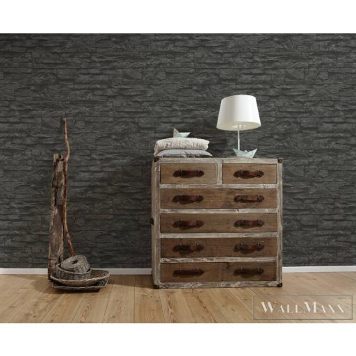 AS CREATION Black is Beautiful 70712-3 sötét, szürke 3D-tér-hatású-Tégla-mintás Modern vlies tapéta