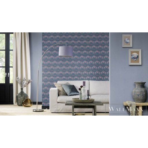 Rasch Sofia 710038 Elegáns kék,piros virág mintás tapéta