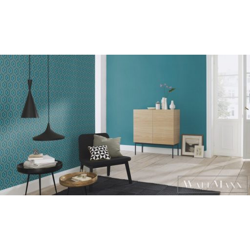 Rasch Sofia 710144 arany, kék Tér-hatású 3D-mintás Retro vlies tapéta