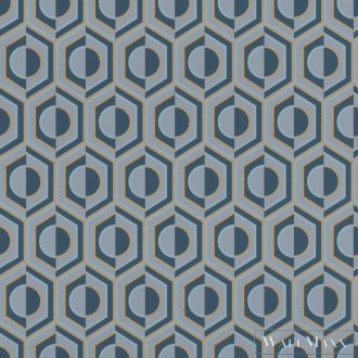   Rasch Sofia 710151 kék, szürke Tér-hatású 3D-mintás Retro vlies tapéta