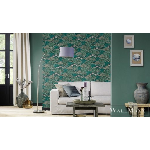 Rasch Sofia 710458 zöld Textil mintás Uni vlies tapéta