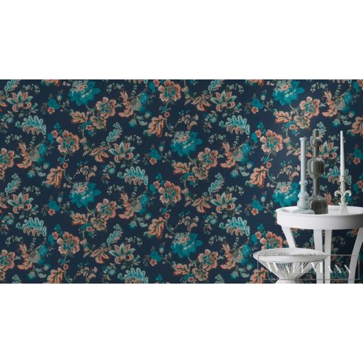 Rasch Sofia 710533 Grafikus kék virág mintás tapéta