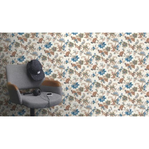 Rasch Sofia 710540 Grafikus krémfehér,barna virág mintás tapéta