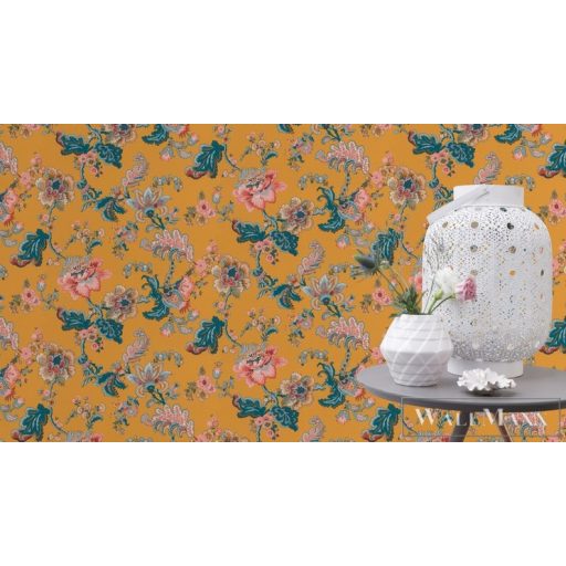 Rasch Sofia 710557 Grafikus kék,sárga virág mintás tapéta