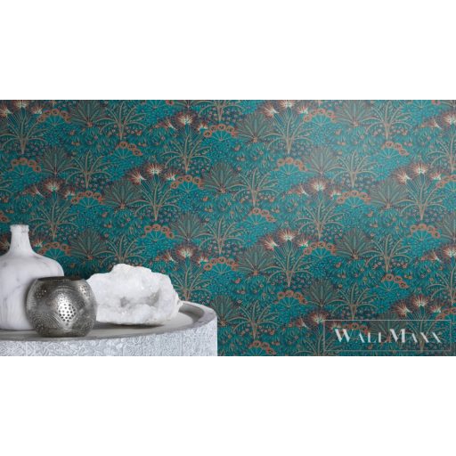 Rasch Sofia 711301 Grafikus barna,kék pálma mintás tapéta