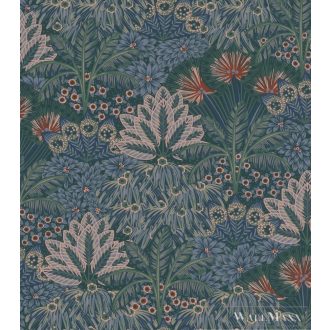   Rasch Sofia 711332 Grafikus kék,zöld pálma mintás tapéta