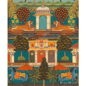   RASCH Indian Style 746211 színes hindu-templom mintás Elegáns tapéta