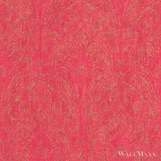   RASCH Indian Style 746365 piros páva-tollas Elegáns tapéta