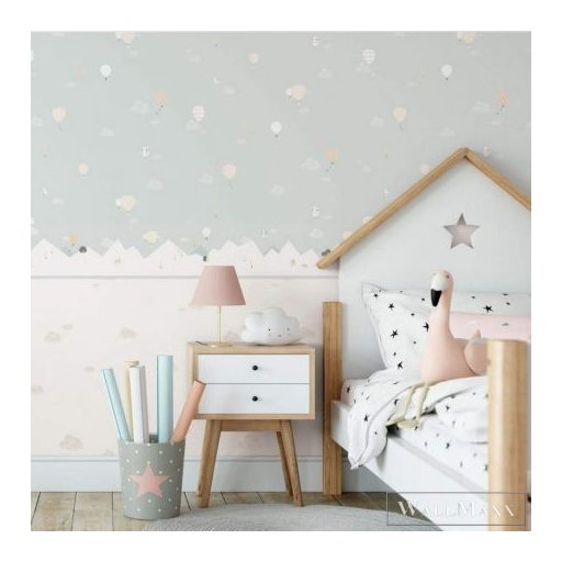 ICH Noa 7501-1 mentazöld Léghajó mintás Gyerek vlies bordűr