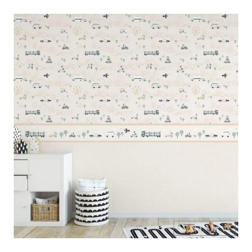 ICH Noa 7502-2 bézs Autó mintás Gyerek vlies bordűr