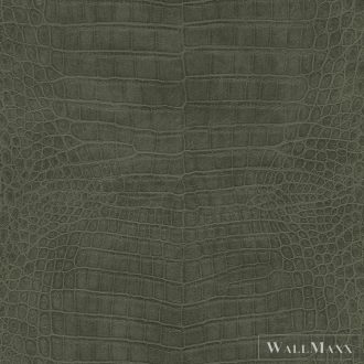   RASCH African Queen III 751352 zöld krokodil-bőr mintás Elegáns tapéta