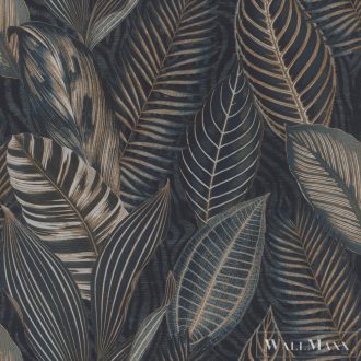   RASCH African Queen III 751840 kék levél mintás Elegáns tapéta