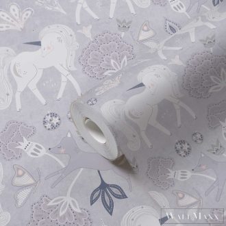   AS CREATION Lilly & Luis 77138-1 ezüstös Egyszarvú Gyerek tapéta