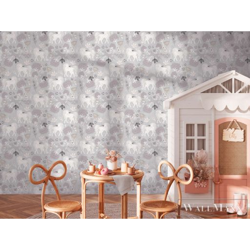 AS CREATION Lilly & Luis 77138-1 ezüstös Egyszarvú Gyerek tapéta