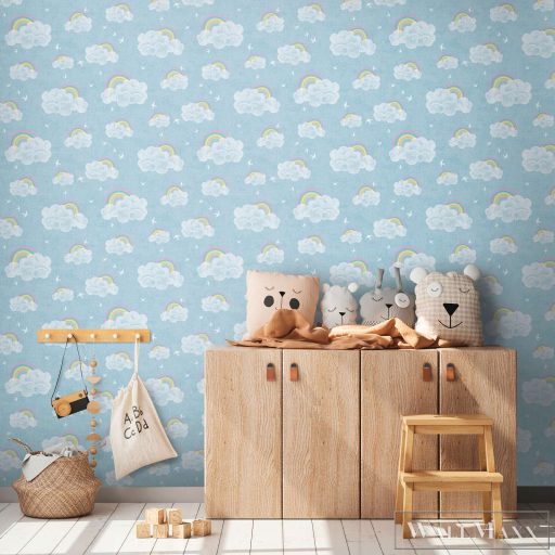 AS CREATION Lilly & Luis 77144-1 kék Szivárvány Gyerek tapéta