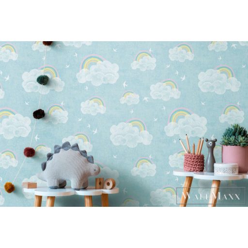 AS CREATION Lilly & Luis 77144-1 kék Szivárvány Gyerek tapéta