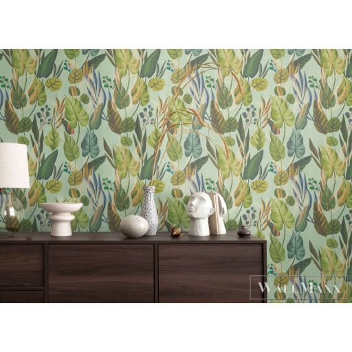 AS CREATION Anna dAndrea 78219-1 kék leveles modern,elegáns tapéta