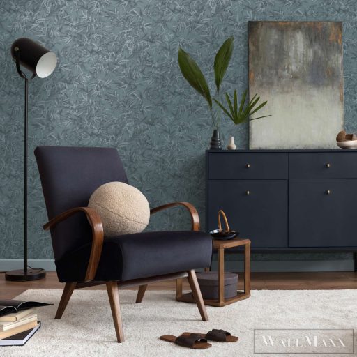 AS CREATION History of Art 2 79046-6 kék leveles modern,elegáns tapéta