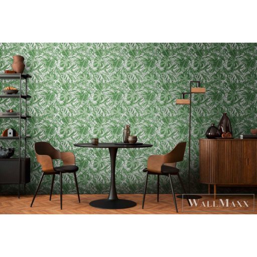 AS CREATION COSMOLiving 79063-4 zöld-fényes leveles klasszikus tapéta