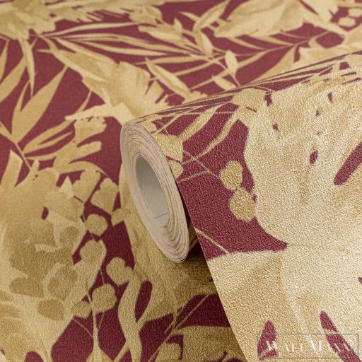 AS CREATION COSMOLiving 79063-5 fényes-piros leveles klasszikus tapéta