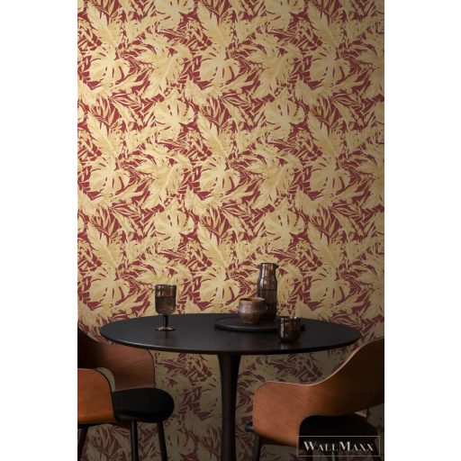 AS CREATION COSMOLiving 79063-5 fényes-piros leveles klasszikus tapéta