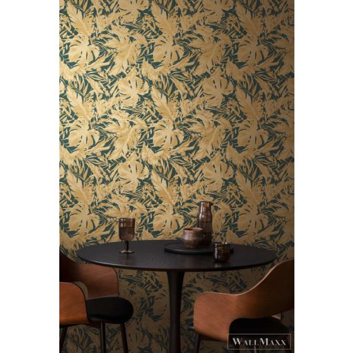 AS CREATION COSMOLiving 79063-6 zöld-fényes leveles klasszikus tapéta