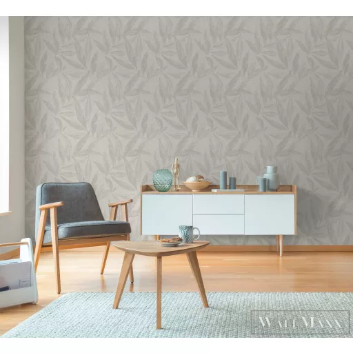 AS CREATION Hygge-3 79096-4 szürke leveles design tapéta