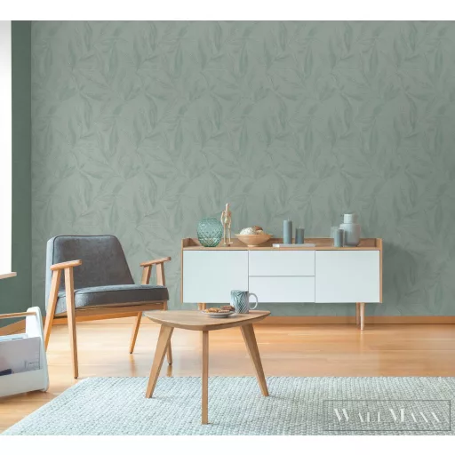 AS CREATION Hygge-3 79096-5 zöld leveles design tapéta
