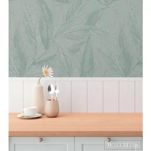 AS CREATION Hygge-3 79096-5 zöld leveles design tapéta