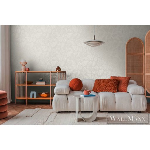 AS CREATION COSMOLiving 79108-1 fényes-fehér leveles klasszikus tapéta