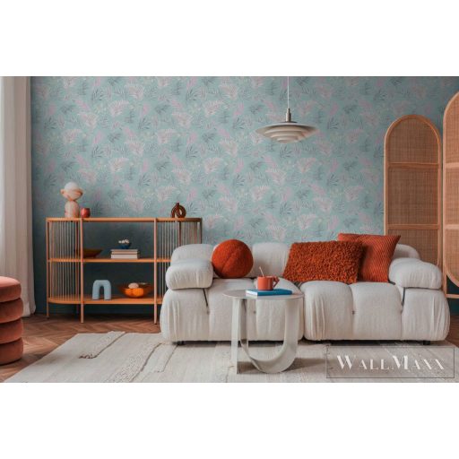 AS CREATION COSMOLiving 79108-2 zöld-fényes leveles klasszikus tapéta