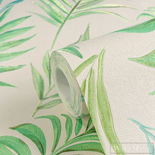 AS CREATION COSMOLiving 79108-4 krémszínű-zöld leveles klasszikus tapéta