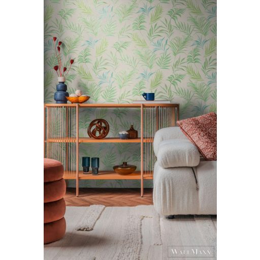 AS CREATION COSMOLiving 79108-4 krémszínű-zöld leveles klasszikus tapéta