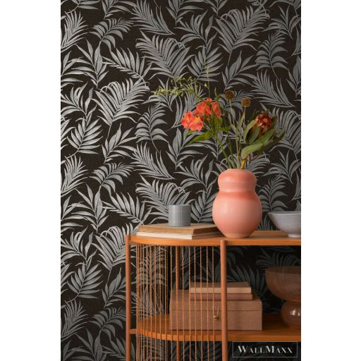 AS CREATION COSMOLiving 79108-7 fekete-szürke leveles klasszikus tapéta