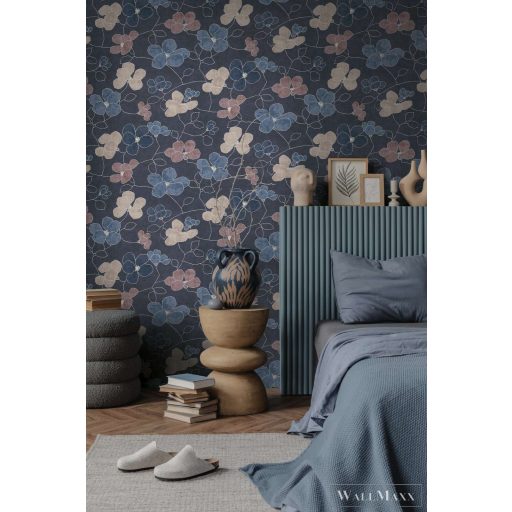 AS CREATION Nordic Feeling 79147-4 kék virág klasszikus tapéta