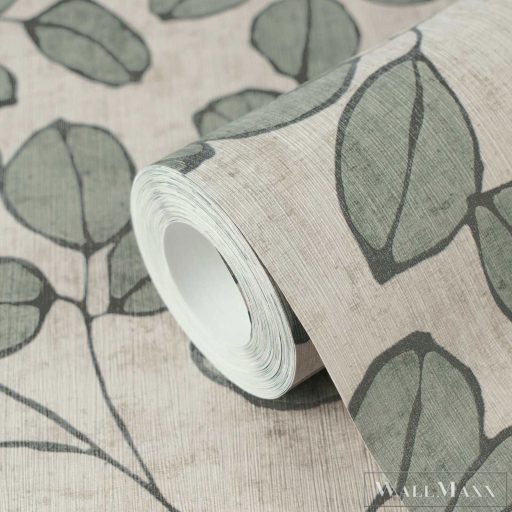 AS CREATION Nordic Feeling 79148-1 zöld leveles klasszikus tapéta