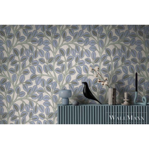 AS CREATION Nordic Feeling 79150-1 kék leveles klasszikus tapéta