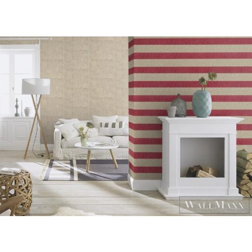 802740 Rasch csíkos beige/bordó