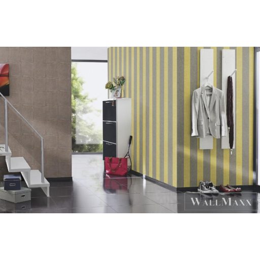 802757 csíkos tapéta aranysárga/szürke