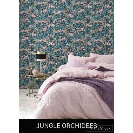 Rasch Salsa 2023 833133 kék design jungle orchidees tapéta