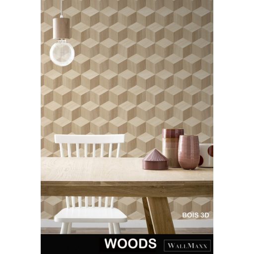 RASCH Salsa 2023 833737 szürke, bézs 3D-tér-hatású-Fa-mintás Térhatású vlies tapéta