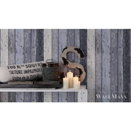 AS CREATION Elements 85506-0 kék deszka térhatású tapéta