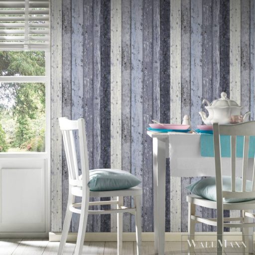 AS CREATION Elements 85506-0 kék deszka térhatású tapéta